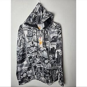 Drill Oh Snap Grey Scale Comic Print Hoodie Sweatshirt Size Small